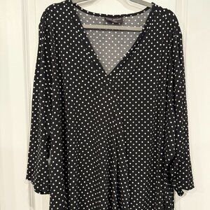 Lane Bryant black & white polka dot blouse